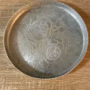 Floral Embossed Silver Tray